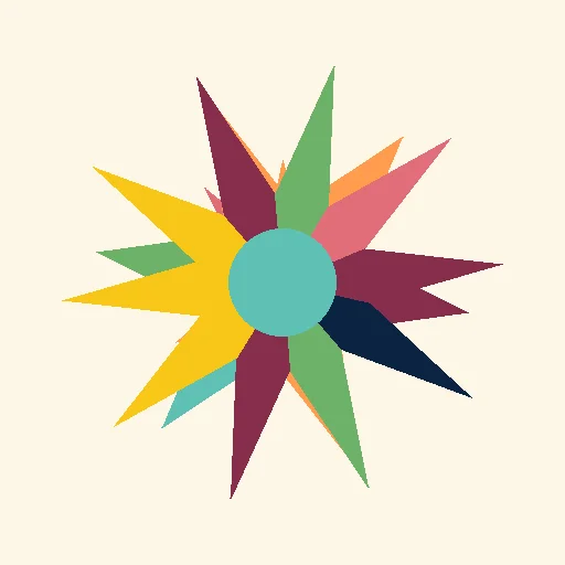 Simple square rangoli with contrasting colours